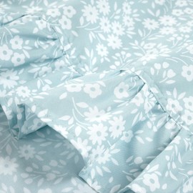 Lush Decor Garden of Flowers Ruffle Sheet Set Queen 6 Piece Set Blue - Floral Sheets - Blue Sheet Set Queen Size Bed Sheets - Coquette Bedroom Decor
