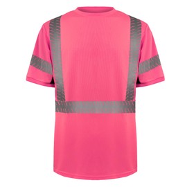SMASYS Work Safety T Shirts, Class 3 High Visibility Reflective T-Shirt, Construction Workwear for Men and Women, Pink-1, 4X-Large