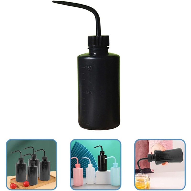 Botella de Lavado de Pestañas 250ml, Plástico Negro, 4 Piezas