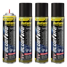 Butane Refill 10.56 fl oz Butane Fuel Refill Butane Canister for Torch Lighter Fluid Refill Canister Butane Torch Kitchen Blow Torch 300ml with 5 Different Nozzle Adapters(4 cans)