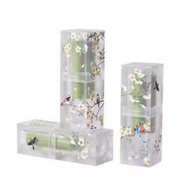 3.5ml Lip Balm Tubes Lipstick Tubes Spring Themed Empty Plastic Lip Tube 3D Pritned Flower Bird Refillable Container for DIY Homemade Lipstick Lip Balm Cosmetic Makeup,8 Pack