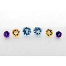 Myhealingworld Multi Stone AAA quality calibrated round 4mm 5mm and 6mm Brilliant Cut Loose gemstone Crystals Chakra Healing for making jewelry Mix Color Box Pack of 6 stone, BOX 1-Amethyst 2, Citrine