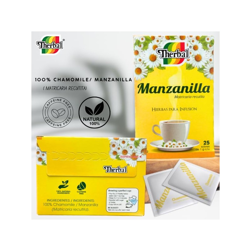 Therbal – Manzanilla Chamomile Tea 6-Pack (150 Tea Bags Total)