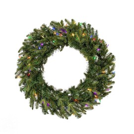 Vickerman 24" Georgian Fraser Fir Artificial Pre-Lit Wreath with 50 Multicolored Lights, Green Color