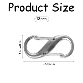 Thyonta 12 PCS S-Shape Spring Buckle Double Door Design Key Luggage Chain Adjustment Buckle Metal Alloy Mountaineering Buckle Eight Buckles(Silver+Gold+Gunmetal)