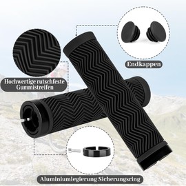 ​​Bicycle Grips 22 mm MTB Grips with Aluminium Lock - Non-Slip Rubber Grips for E-Bike, City Bike, Trekking, Folding Bike & Scooter (1 Pair)