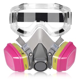 Half Facepiece Respirator, Reusable Chemicals Respirator with 60926 Filters and Goggle for Painting,Gas, Dust, Machine Polishing, Organic Vapors, Epoxy Resin