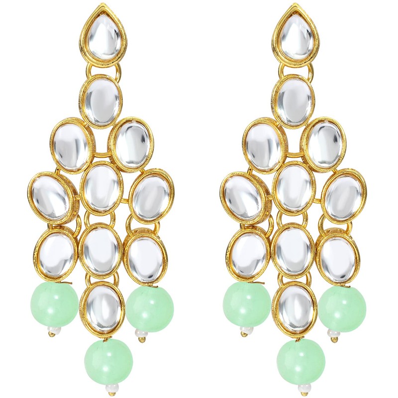 Aheli Kundan Pearl - Juego de collar y pendientes largos
