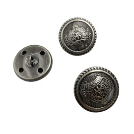 Pack 10 25mm Vintage Metal Button,Antique Button,Large Coat Blazer Suits, Uniform, Jacket Crown Replacement Button 1 inch (Gunblack) PT811