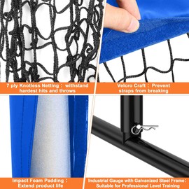 Heavy-Duty 9 Hole Baseball Pitching Net with Pitching Target Pockets, Regulation Size Strike Zone, Portable Adjustable Height Pitcher Training Equipment for Baseball/Softball Practice