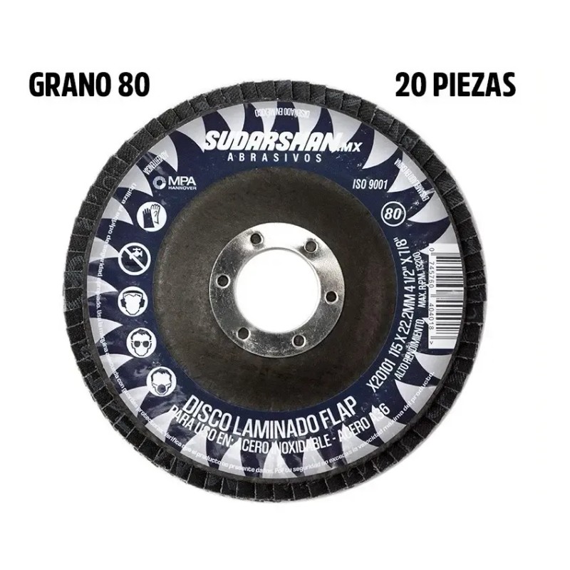 Disco Laminado Sudarshan G80 4-1/2 Paquete 20 Piezas