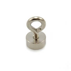 19mm dia Neodymium Clamping Magnet with M5 Eyebolt for Hanging, Holding or Displaying Items - 17kg Pull