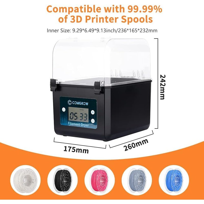 Comgrow Filament Dryer, Upgraded Filament Dry Box, Large-Capacity 3D Filament