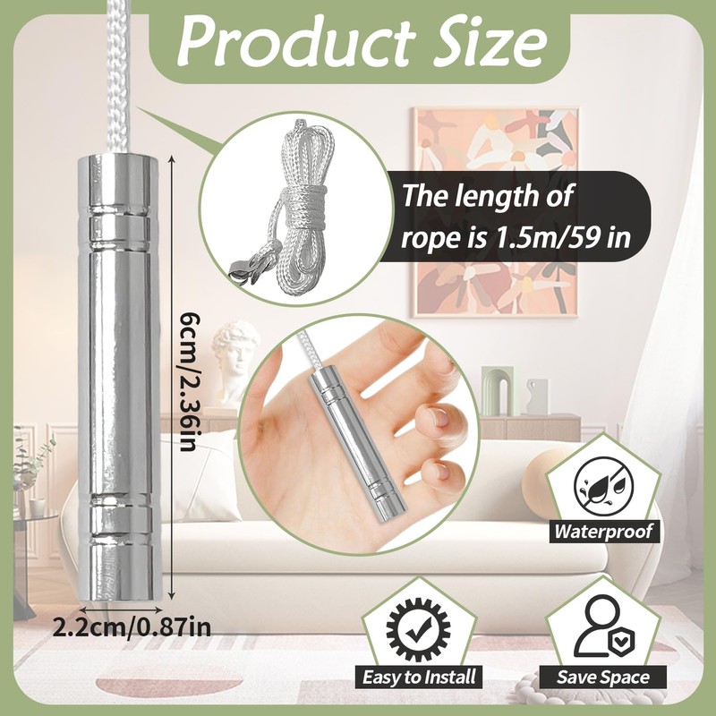 SUBTAVIK 2Pcs Light Pull Cord, 150CM Length Bathroom Pull Cord