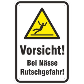 Sign "Vorsicht/Achtung bei Nässe Rutschgefahr Made of Aluminium Composite Material 3 mm Thick 20 x 30 cm