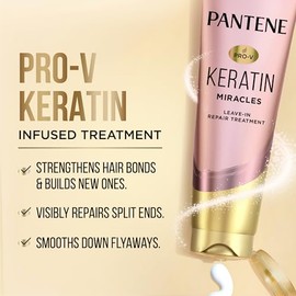 Pantene Keratin Hair Treatment, Protein Treatment, with Argan Oil, Repairs Split Ends, Protects Hair from Damage, for Dry Damaged Hair, Safe for Color Treated Hair, Formaldehyde Free, 8.4oz