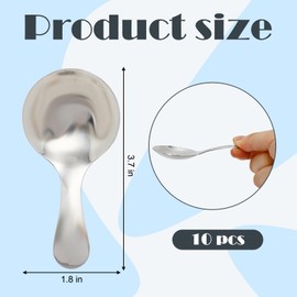 10 PCS Silver Short Handle Stainless Steel Mini Scoops for Canisters, Coffee, Tea, Sugar, Salt, Condiments, Desserts, Candy
