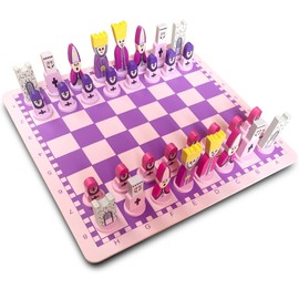 Cartoon Wooden Chess Set for Kids – 11.8" Chess Board with Cute Pieces, Fun & Educational Game, Great Gift for Children