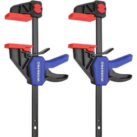 WORKPRO 150mm Ratchet Bar Clamp Set, 285mm Spreader, Quick Release and One-Handed Clamp, Ideal for Woodworking and DIY Projects, 2-Pack