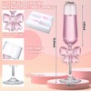 Reallnaive 2 Pcs Cute Pink Bow Glass Cups 8oz Coquette