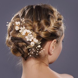 4 Peines Para El Pelo De Para Boda Hechos A Mano Accesorios Para El Pelo De Novia Tocado Floral Para Novia Accesorios Para Mujeres Y Niñas ()
