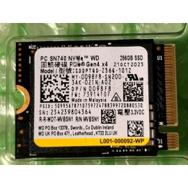 Western Digital 1 - One Western Digital  SSD Tested 256 GB PCIe Gen4*4 NVMe SSD with Clam Shell