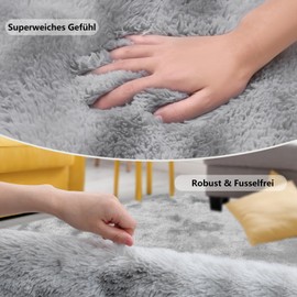 SOANNY High Pile Living Room Rug, Washable, Non-Slip & Fluffy, Tie-Dye Long Pile Rugs for Bedroom & Children's Room, Bed Rug Mat, 90 x 150 cm, Light Grey