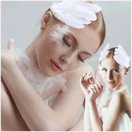 2Pcs Feather Hair Clip Hairgrip Hair Accessories Artificial Swan Headwear Hair Pins for Women Headpiece Festival Crow Costume Supplies (White)