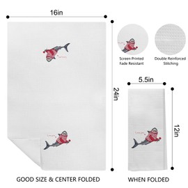 Kemingni Shark Kitchen Towels,Love Gifts for Him Her, Hand Towels for Bathroom, Dish Towels Tea Towels,Kitchen Bathroom Decor, 16x24 Inch
