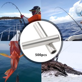 Create idea 500pcs Fishing Line Crimp Sleeves 1.6mm ID 8mm Long Single Barrel Crimp Sleeves Copper Crimp Sleeves for Sea Lure Boat Platform Fishing