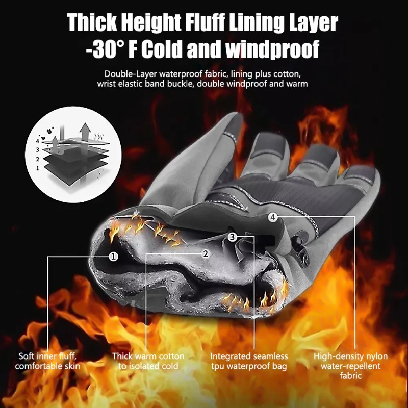 Guantes De Cuero Térmicos Impermeables Touch Para Moto/bici