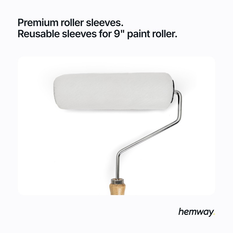 Hemway Premium 9” Reusable Recyclable Paint Roller Sleeve Mid-Pile for