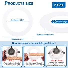 PATIKIL Metal Goof Trim Ring, 2 Pcs 7.09" OD 5.24" ID Circular Ceiling Light Trims Ring Recessed Light Cover Ring for Recessed Can Downlight, White
