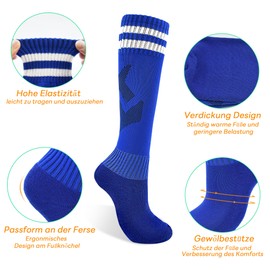 HYCLES Football Socks Children's Athletic Socks 1/2 Pair for Boys and Girls Breathable Grip Sports Training Football Socks Football Training Running Sports 3-6 Years, 1 x 03 # blue