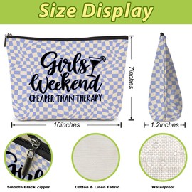 Girls Weekend Gifts Cosmetic Bag Retro Plaid Makeup Bag Funny Girls Trip Gifts Favors Summer Vacation Birthday Christmas Friendship Gifts for Women Niece Bestie Her Best Friends Bachelorette Party