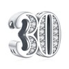 Amuefer Charms for Bracelets Number 30 Brithday Anniversary Bead 925
