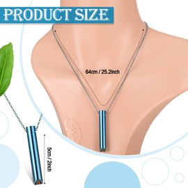 Necklace for Anxiety Relief, Mindful Necklace, Stainless Steel Portable Necklace for Deep Breathing Exercises for Men Women Meditation Stress Relief Relaxation (Blue)