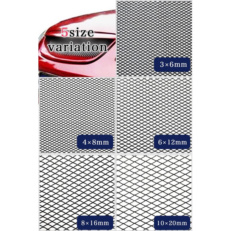 HIRAISM Aluminum Mesh Front Grille Net Car Custom Universal (Black,