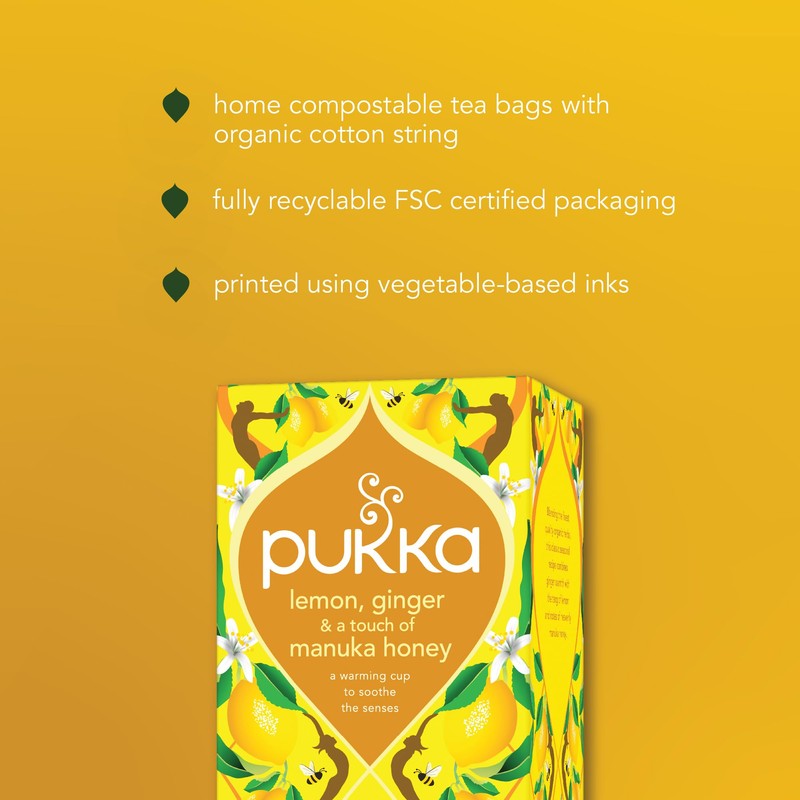 Pukka Herbs Organic Lemon, Ginger & Manuka Honey Herbal Tea,