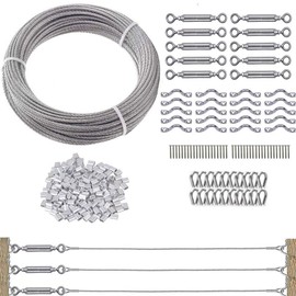 TooTaci 1/8 Wire Rope Kit, 200ft 1/8 Stainless Steel Cable 7x7 Strands, Turnbuckle for Cables Wire, Cable Railing, String Light Hanging, Garden & Fence