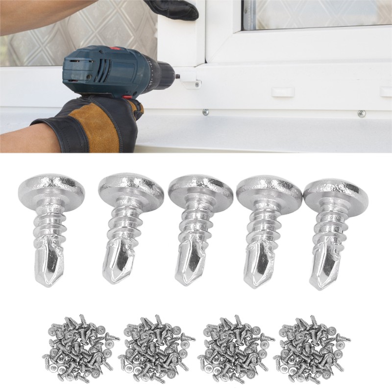 200PCS Self Drilling Screws 304 Stainless Steel Round Head Drill