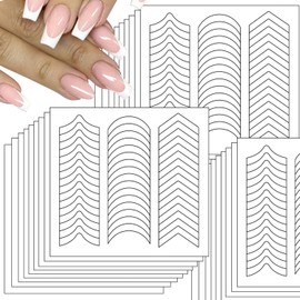 YECIRALA 2880 Pieces French Tip Nail Stickers 60 Sheets 3 Shapes French Nail Guides Decals Self Adhesive Template Stickers White Half Moon/Arrow Shaped French Tip Stickers for Nail Designs Stickers