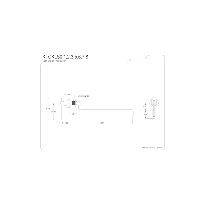 Kingston Brass KTCKLS0 Kaiser Side Mount Toilet Tank Lever, Matte