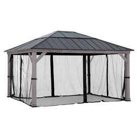SUNJOY Mosquito Netting for 13 ft. × 15 ft. Wooden Gazebos,Black