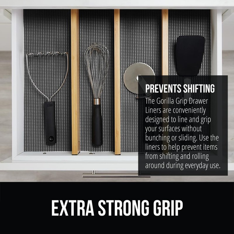 GORILLA GRIP powerGRIP Drawer Shelf and Cabinet Liner, Thick Strong