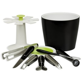 Arta by Chef'n Brio Bucket and 7-Piece Tool Set, Black/Stainless Steel