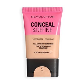 Revolution Conceal and Define Soft Matte Tube Foundation, Fondotinta Coprenza Totale Opaco, F7NC, 23ml