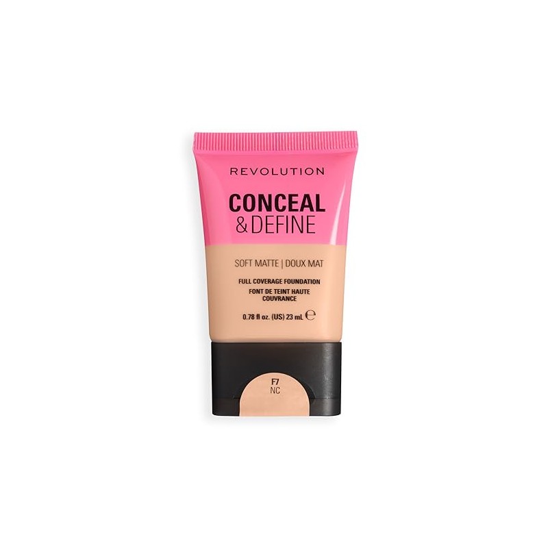 Revolution Conceal and Define Soft Matte Tube Foundation, Fondotinta Coprenza