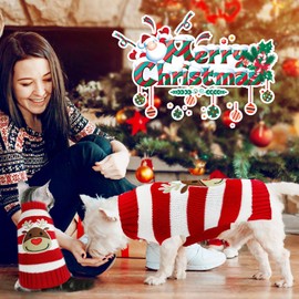 Dog Christmas Sweater Soft Warm Fall Winter Turtleneck Knitted Puppy Clothes Cute Striped Reindeer Doggy Sweatshirts Vest Ugly Xmas Pet Clothing for Small Medium Large Dog Cat(Red Reindeer,M)