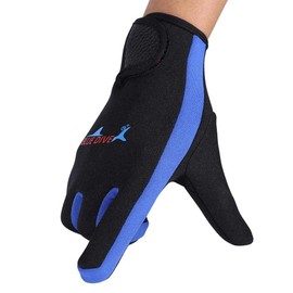 Snorkeling Gloves, 1 Pair Neoprene Thermal Wetsuit Gloves Five Finger Diving Gloves for Diving Snorkeling Kayaking Surfing and All Water Activities (L-dark blue)
